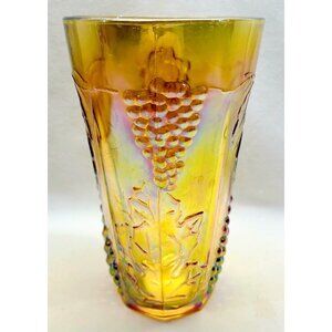 Vintage Indiana Harvest Grape Amber Carnival Glass Tumbler
